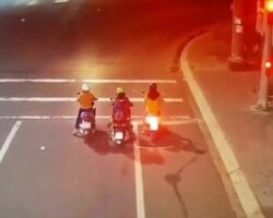 Car hit 3 bikers at the same time