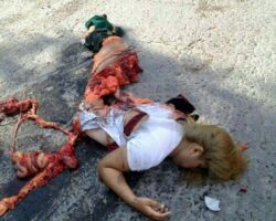 Young Thai women after collision with truck