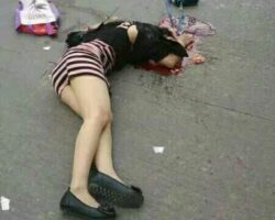 Chinese woman hit by a truck