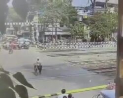 Hit by a train while running over the rails