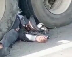 Motorcyclist lost his life under wheels of a truck