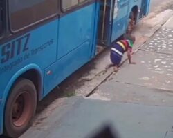 Crippled man run over by bus