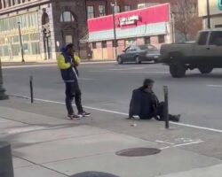 Execution of homeless man on street