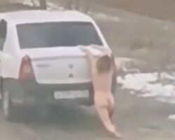 Man Drags Naked Woman Behind Car On Icy Road