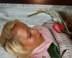 Pretty blonde in coffin