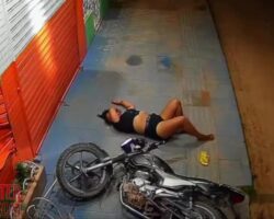 Woman crashed her motorbike into gate