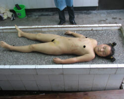 Dead young girl in morgue