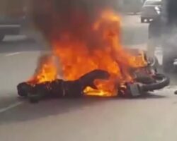 Motorcyclist burned to death after crash