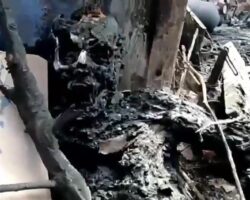 Ukrainian soldier burned to skeleton