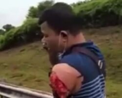 Man lost his arm, but managed to make a phone call