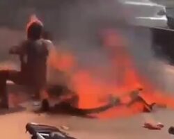 Nigerian thief burned alive