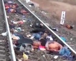 16 sleeping workers run over by train