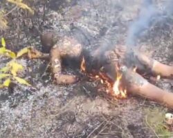 Burning female body found