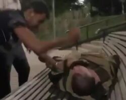 Drunk guy gets stabbed in face