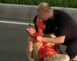 Man holding his dying wife
