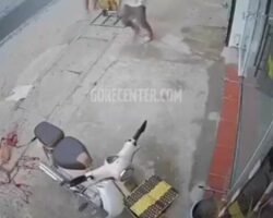 Dude gets vicious ankle cut from behind