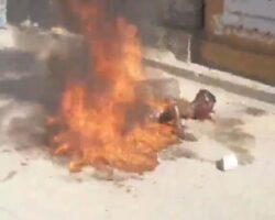 Haitian thug turned into bonfire
