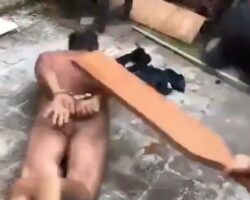 Cartel tortures and beats naked guy