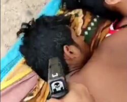 Homeless is executed sleeping on the street next to his girlfriend