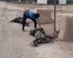 Palestinians loot IDF corpses