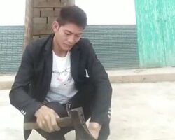 Chinese man chops off his finger with axe