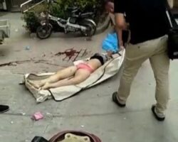 Cleaning up female body after fatal traffic accident