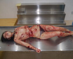 Badly stabbed Chinese woman in morgue