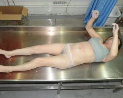 Drowned woman in morgue