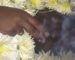 Man smokes one last time with his dead friend