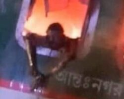 Dude burns alive in train