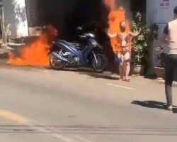 Vietnamese couple on fire