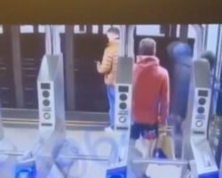 Pushed under New York subway train