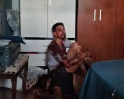 Caught by the police while butchering his wife