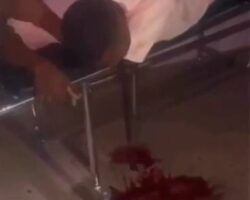 Poisoned guy throwing up blood