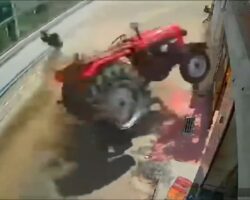 Tractor driver wrecked by bus