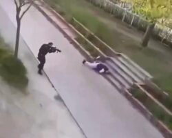 Guy eliminated by police after attacking two people with knife