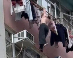 Old woman fell from high-rise residential building