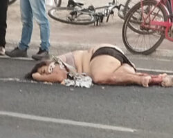 Female cyclist hit by truck on BR-428
