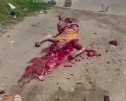 Guy completely crushed by heavy truck