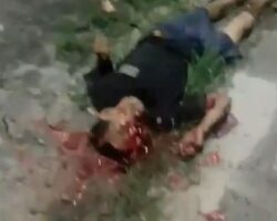 Head of gangster is destroyed by gunshots