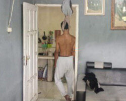 Indonesian guy hanged himself from door frame in his house