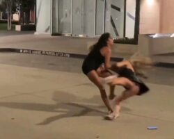 Rough fight between two groups of girls