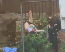 Scene after woman jumps to her death