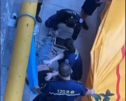 Suicidal jumper missed the rescue cushion