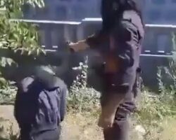 Armed militants from HTS execute Syrian civilian