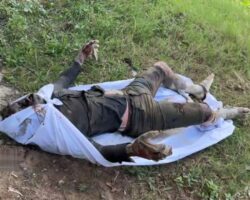 Male dead body washed up by Mekong River