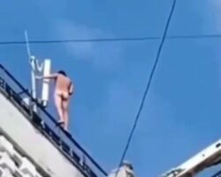Naked man ends it all and throws himself off roof