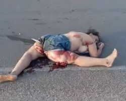 Twisted woman on road after traffic accident