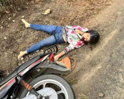 Young guy and woman on motorcycle killed by armed men