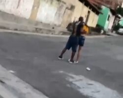 Brutally attacked by her husband in public